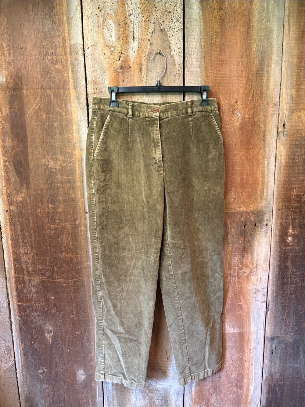 L L Bean Womens corduroy pants Olive Moss Green Fall Size 8